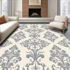 Elegant Gray Floral Damask Rug