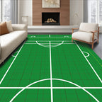 Green Court Geometric White Lines Rug