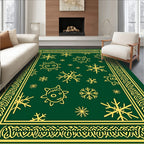 Green and Golden Snowflake Star Face Rug