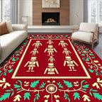 Festive Red Nutcracker Soldiers Border Rug