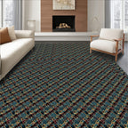 Deep Teal Gold Interlocking Diamond Rug