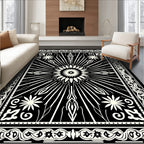 Bold Black White Abstract Starburst Rug