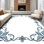 Art Nouveau Blue Floral Vine Border Rug