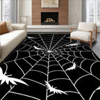 Black Bat Spiderweb Graphic Rug