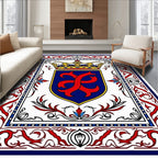 Royal Crest Blue Red Gold Emblem Rug