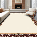 Rich Burgundy Scrollwork Floral Border Rug