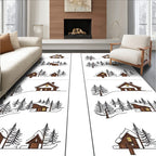 Woodland Winter Cabin Scene Rug