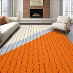 Diagonal Cream Orange Gray Strokes Rug