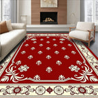 Crimson Ivory Floral Border Medallion Rug