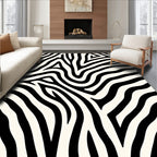 Bold Black Cream Zebra Stripe Rug