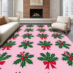 Festive Holly Berry Red Bow Rug