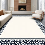 Navy Blue Interlocking Geometric Border Rug