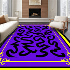 Bold Black Abstract Purple Yellow Rug