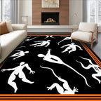 Orange Black Abstract Human Figures Rug
