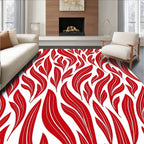 Red Abstract Leafy Swirl Rug