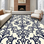 Navy Ivory Acanthus Flourish Ornament Rug