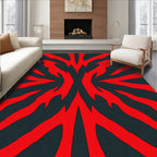 Bold Red Jagged Radiating Lines Rug