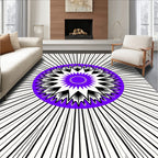 Radiant Black White Purple Starburst Rug