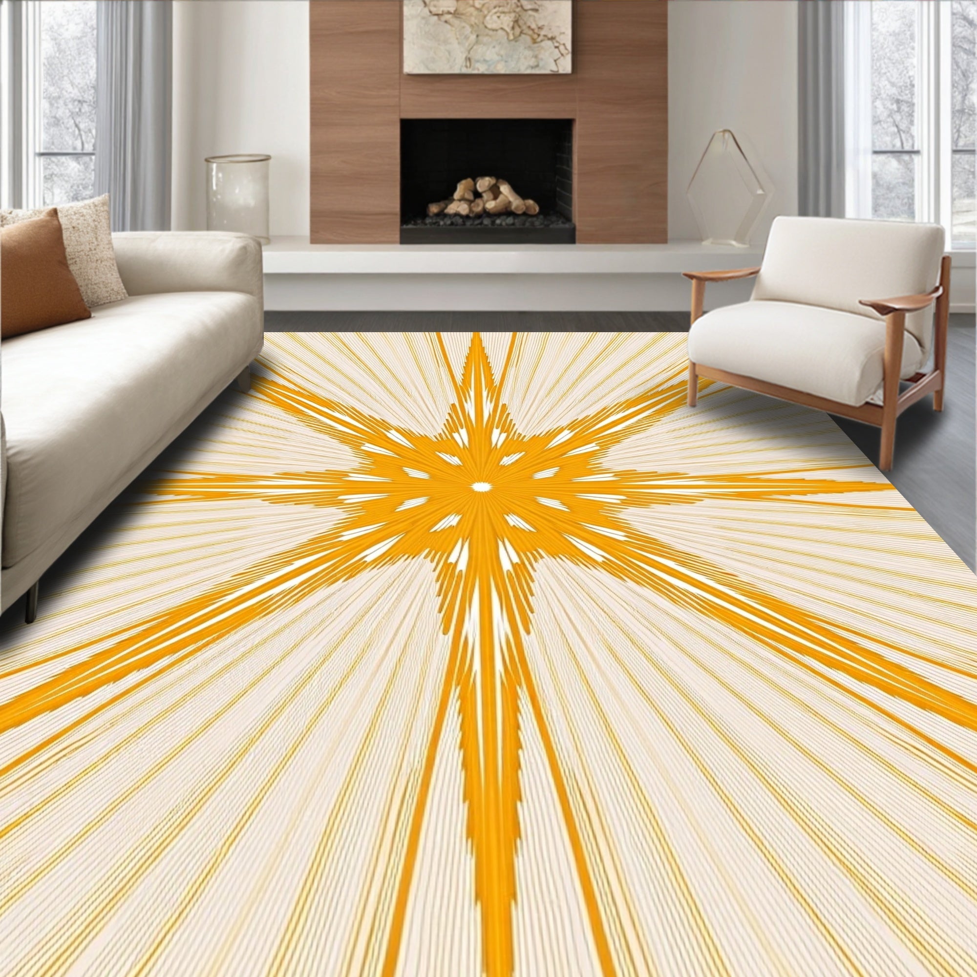 Radiant Burst Yellow Starburst Rug