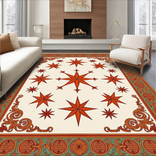 Astro Red Star Border Rug