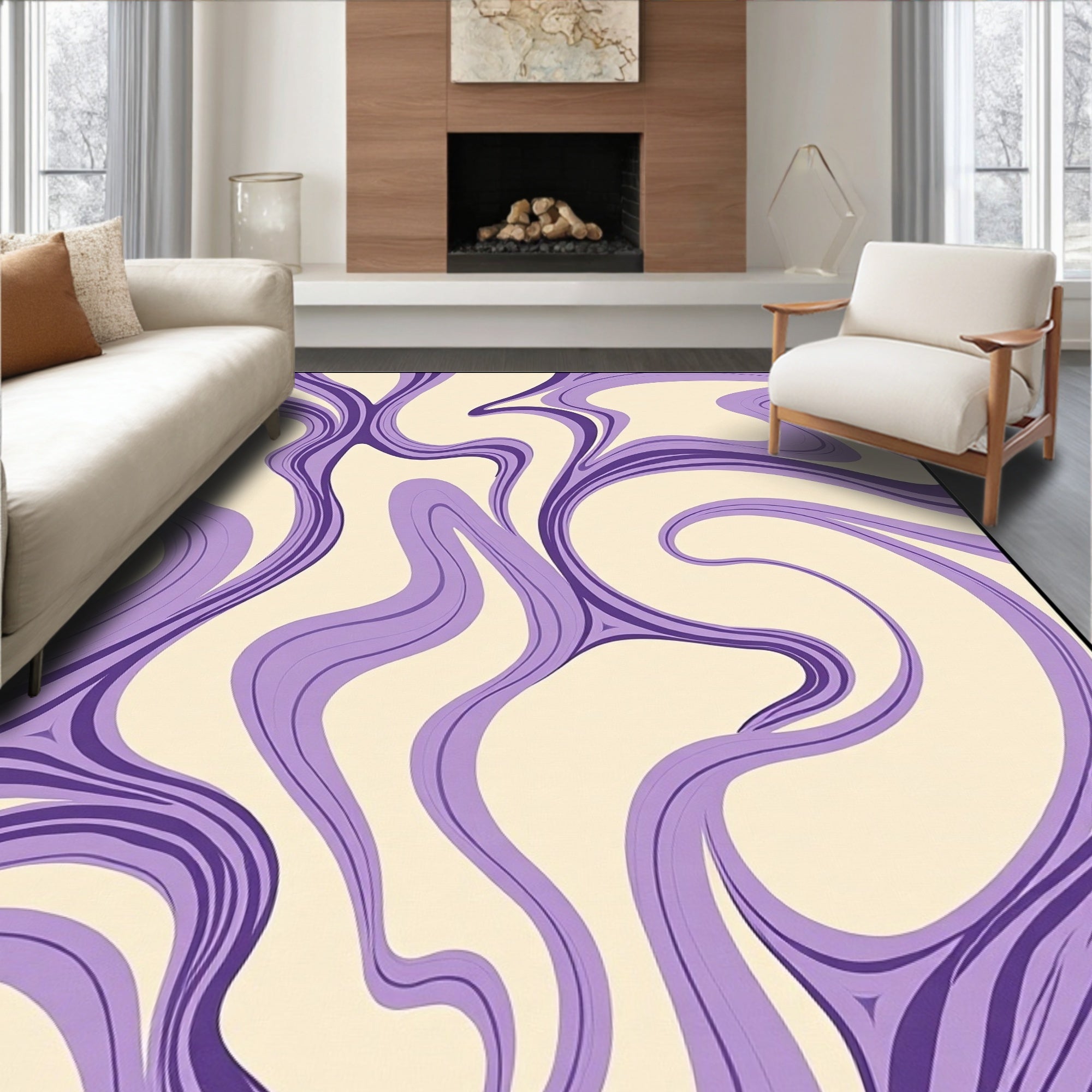 Lavender Cream Swirl Fluid Rug