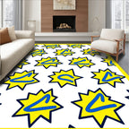 Yellow Starburst Blue Letter Burst Rug