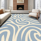 Pale Blue Swirls Cream Swirls Triangles Rug