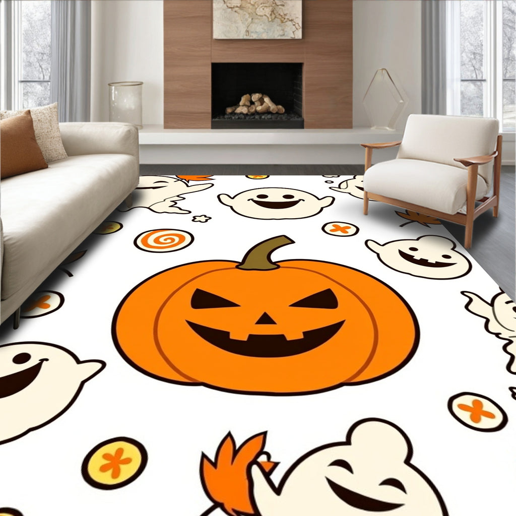 Spooky Halloween Pumpkin Ghost Medley Rug