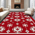 Crimson White Flourish Medallion Arrangement Rug
