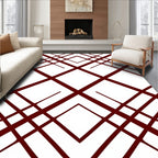 Crimson Geometric Intersecting Lines Rug