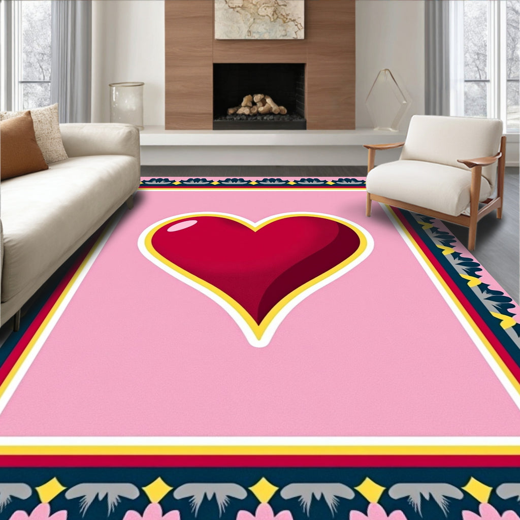 Crimson Heart Pink With BORDER Rug