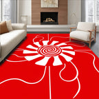Bold Red Sun Swirl Petal Graphic Rug