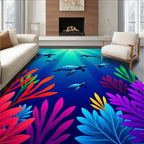 Ocean Blue Sea Turtle Coral Reef Rug