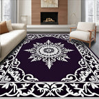 Deep Plum Classic Floral Medallion Rug