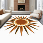 Brown Sunburst Radiating Petal Rug