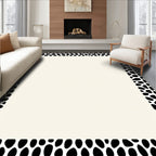 Black White Organic Pebble Border Rug