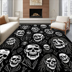 Gothic Skull Collage Black and White Rug