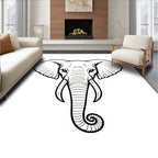 Bold Black Elephant Line Art Rug