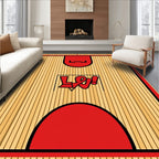 Bold Red Basketball Court Texture Rug
