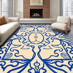 Royal Blue Ornamental Oval Border Rug