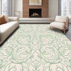Elegant Green Floral Scrollwork Rug