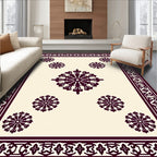 Deep Plum Floral Medallion Border Rug