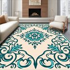 Teal Flourish Medallion Cream Harmony Rug