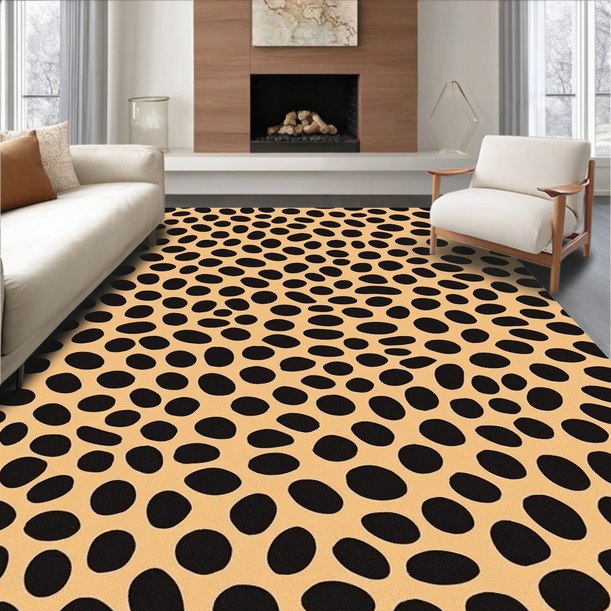 Neutral Tan Spotted Animal Print Rug