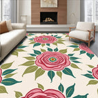 Pink Rose Blossom Floral Arrangement Rug