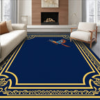 Golden Ornate Blue Bird Border Rug