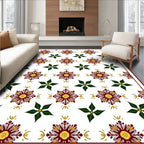Crimson Gold Starburst Leaf Medallion Rug