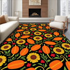 Harvest Pumpkins Sunflowers Red Flowers Rug