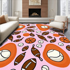 Pink Sports Balls Mix Rug