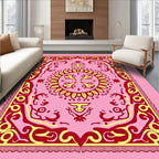 Crimson Yellow Sun Mandala Rug